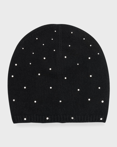 Carolyn Rowan Cashmere Baggy Beanie With Scattered Swarovski Crystals In Black
