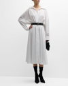 Norma Kamali Super Oversized Boyfriend-neck Flared Midi Dress In Snow White