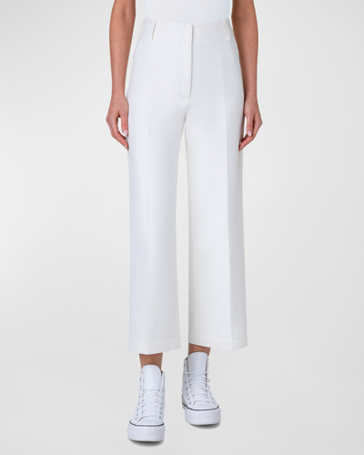 Akris Wide-leg Crop Cotton Twill Trousers In Ecru