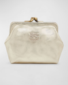 Il Bisonte Manuela Classic Metallic Leather Coin Bag In Platino