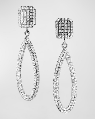 Sheryl Lowe Sterling Silver Pave Diamond Open Pear Drop Earrings In Metallic