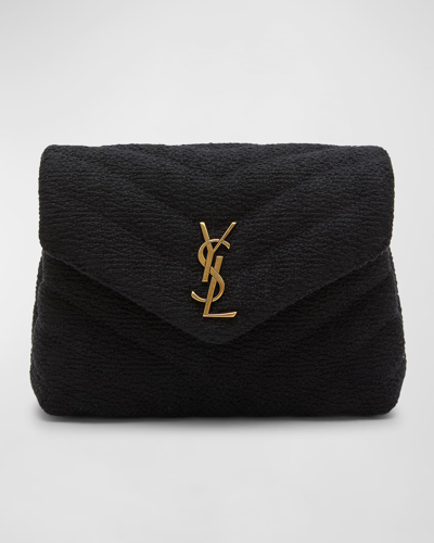 Saint Laurent Toy Loulou Envelope Tweed Shoulder Bag In Noir