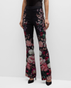 ALICE AND OLIVIA OLIVIA HIGH-RISE FLORAL-PRINT SATIN BOOTCUT PANTS