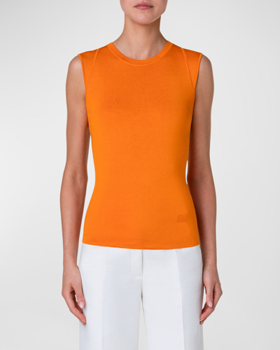 Akris Silk Stretch Pullover Tank In Pumpkin