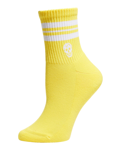 Alexander Mcqueen Stripe & Skull Sport Socks In Yellow / White