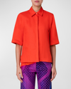 Akris Linen Voile Collared Boxy Shirt In Cadmium