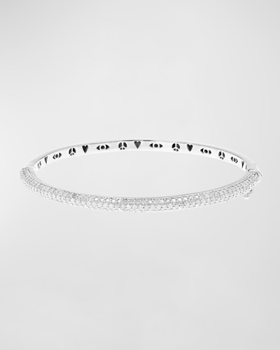 Sheryl Lowe Sterling Silver Skinny Hinge Bangle With Diamonds In White