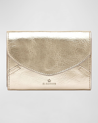 Il Bisonte Esperia Medium Metallic Leather Wallet In Platino