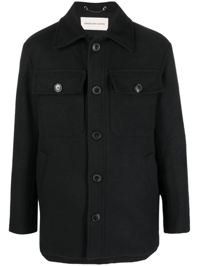 Dries Van Noten Buttoned Jacket In Black