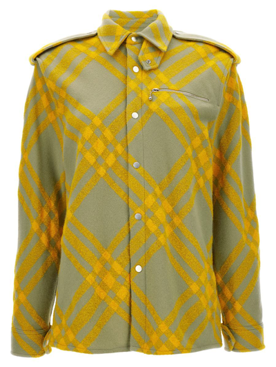 Burberry Check Overshirt In Yellow