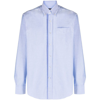 Deperlu Spread-collar Cotton Shirt In Blue