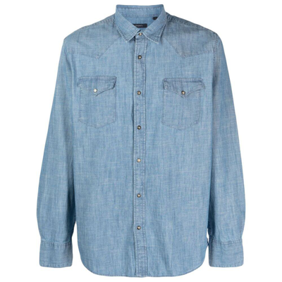 Deperlu Button-down Denim Shirt In Blue