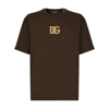 Dolce & Gabbana Cotton T-shirt With Logo Print In Brown