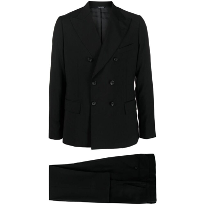 Eraldo Peak-lapel Wool Double-breasted Suit In Black