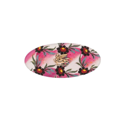 Etro Oval Silk Hair Clip In Pink/neutrals