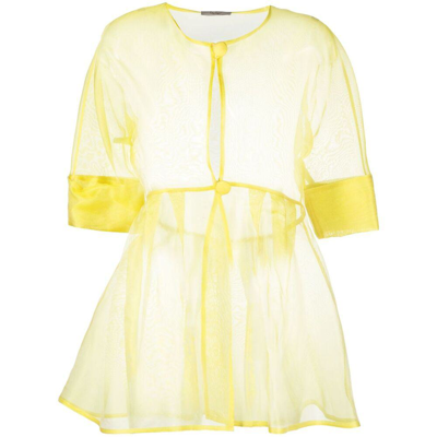 Fely Campo Sheer Peplum Jacket In Yellow