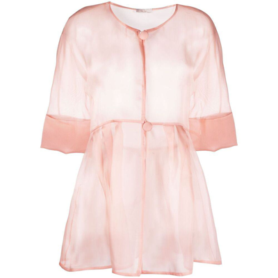 Fely Campo Peplum Silk Top In Pink