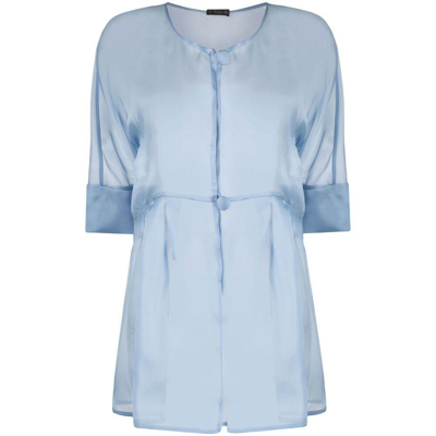 Fely Campo Sheer Peplum Jacket In Blue