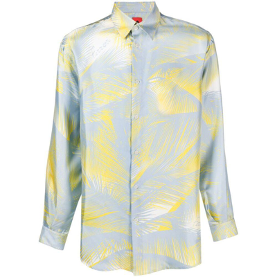 Ferrari Graphic-print Silk Shirt In Blue/yellow
