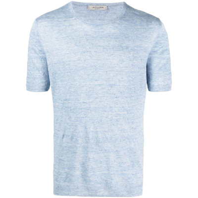 Fileria Fine-knit Linen T-shirt In Blue