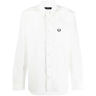 Fred Perry Button Down Collar Shirt In White