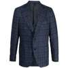 Gabo Napoli Check-pattern Single-breasted Blazer In Blue/purple