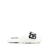 Gcds Faux Fur Logo Slippers In White/black