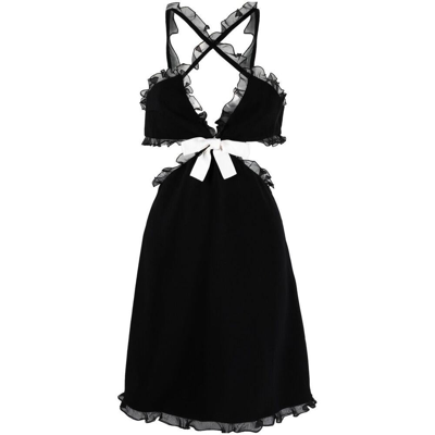 Giambattista Valli Ruffled Cady Cutout Mini Dress In Black