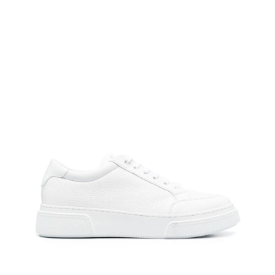 Giorgio Armani Lace-up Low-top Leather Sneakers In White