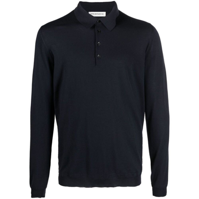 Goes Botanical Long-sleeve Polo Shirt In Blue