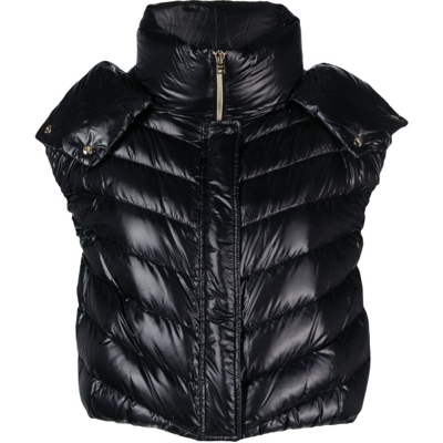 Herno Glossy Finish Cropped Down Gilet In Black