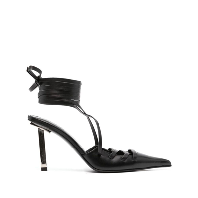 Ioannes 100mm Lace-up Leather Pumps In Black