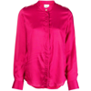 Isabel Marant Striped Band-collar Shirt In Pink/purple