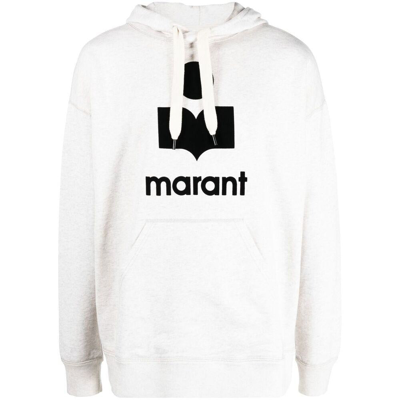 Isabel Marant Oversized Logo Print Hoodie In Grey
