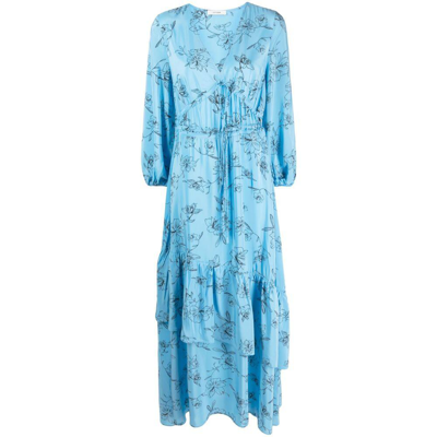 Ivy & Oak Floral-print Maxi Dress In Light Blue