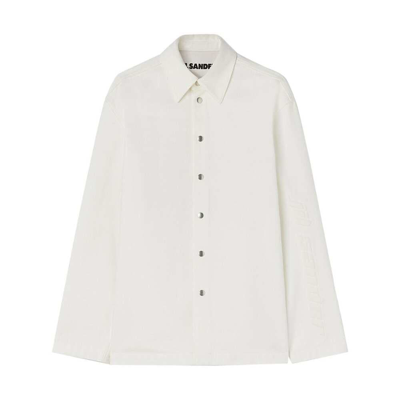 Jil Sander Organic Cotton Denim Shirt In White