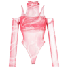 Julfer Janet Wave-print Bodysuit In Pink/neutrals