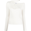 Julfer Kylie Cut-out Ribbed-knit Top In White