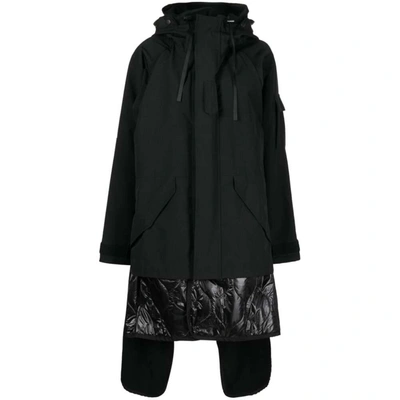 Junya Watanabe Layered Hooded Parka In Black