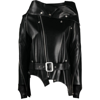 Junya Watanabe Asymmetric Belted Leather Jacket In Black