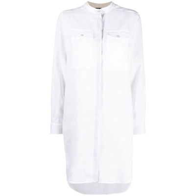 Kiton Longline Linen Shirt In White