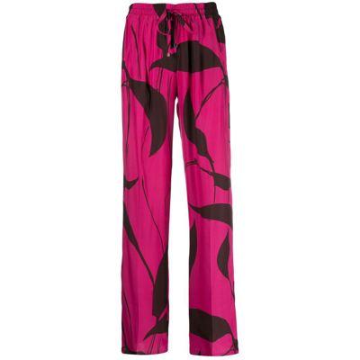 Kiton Silk Printed Trousers In Pink