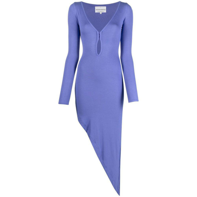 Lama Jouni Cut-out Detail Asymmetric Midi Dress In Purple