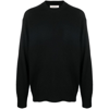 Laneus Distressed Crew-neck Sweater In Black