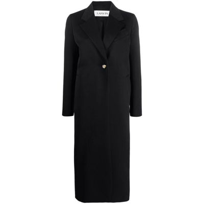 Lanvin Belted Cashmere Coat In Black