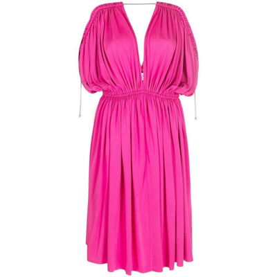 Lanvin V-neck Empire-line Mini Dress In Pink
