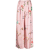 Lanvin Botanica-print Wide-leg Silk Trousers In Pink