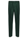 Lanvin Side-stripe Drawstring Cotton Trousers In Green