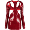 Laquan Smith Sequin Bralette Detail Cutout Minidress In Red