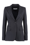 Max Mara Pinstriped Galosce Blazer With Peak Lapel In Blue